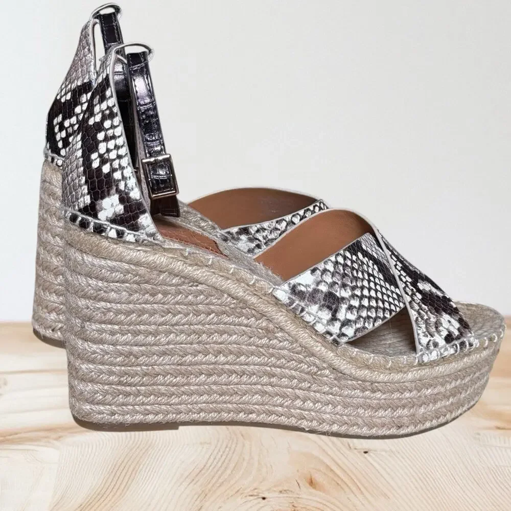 Tory Burch Shelby Snakeskin Embossed Leather Espadrille Size 9 Womens‎